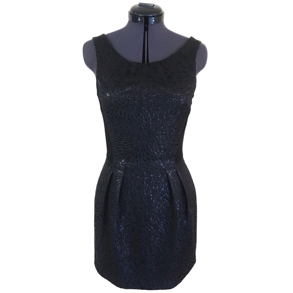 BABATON Aritzia Jacquard Metallic Mini Dress Formal Party 4 S Small Black Silver